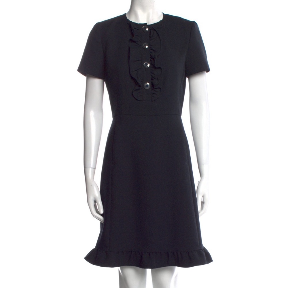 Tory Burch Ruffle Front A-Line Dress Ruffled Hem Pockets Sz 4